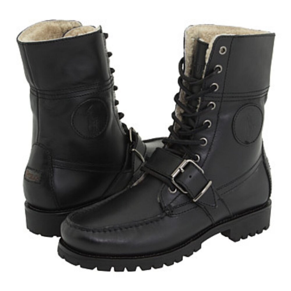 Polo by Ralph Lauren Black Leather Combat Boots